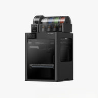 AMS 2 Pro ve yüksek sıcaklık üniteli Bambu Lab H2D Pro endüstriyel 3D yazıcının şık siyah kasalı çapraz tasarımı. Timuzon güvencesiyle hemen keşfedin.