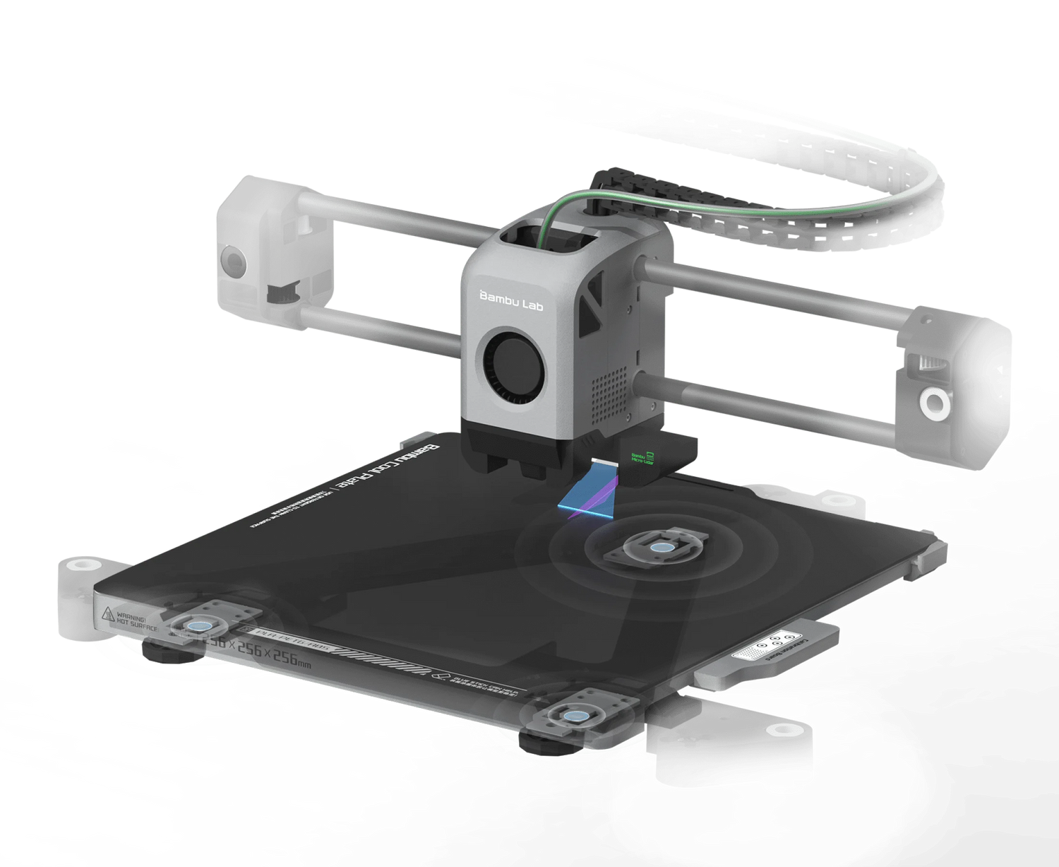 Bambu Lab X1 Carbon 3D yazıcı Lidar sensörü ile yatak seviyeleme ve kusursuz ilk katman kalibrasyonu aşaması görünümü. Timuzon güvencesiyle hemen keşfedin.