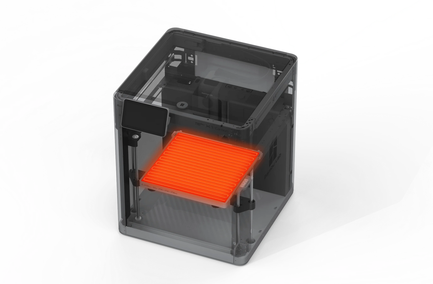 Bambu Lab X1 Carbon 3D yazıcı için yüksek sıcaklıklara ulaşan dahili ısıtmalı tabla ve yatak sistemi görünümü. Timuzon güvencesiyle hemen keşfedin.