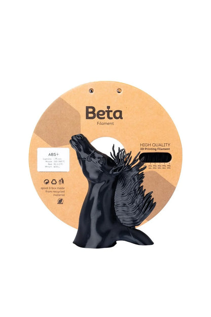 Beta ABS+ Black 1.75mm 0.8kg filament ile basılmış siyah at figürü, yüzey pürüzsüzlüğünü ve detay kalitesini gösterir. Timuzon güvencesiyle hemen keşfedin.