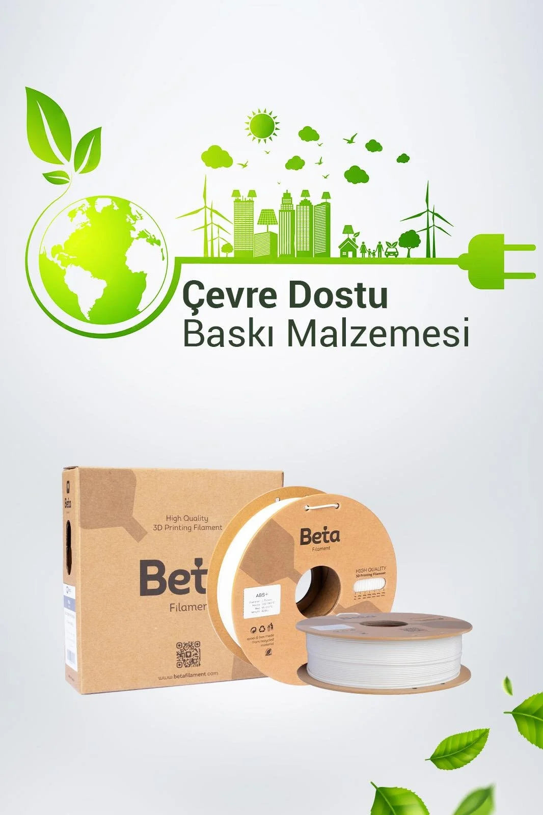 Beta ABS+ White çevre dostu 3D yazıcı baskı malzemesi, makara ve kutusu ile sürdürülebilir baskılar sunar. Timuzon güvencesiyle hemen keşfedin.