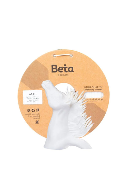Beta ABS+ White 0.8kg filament ile basılmış pürüzsüz beyaz at figürü örneği, malzemenin yüksek detay gücünü gösterir. Timuzon güvencesiyle hemen keşfedin.