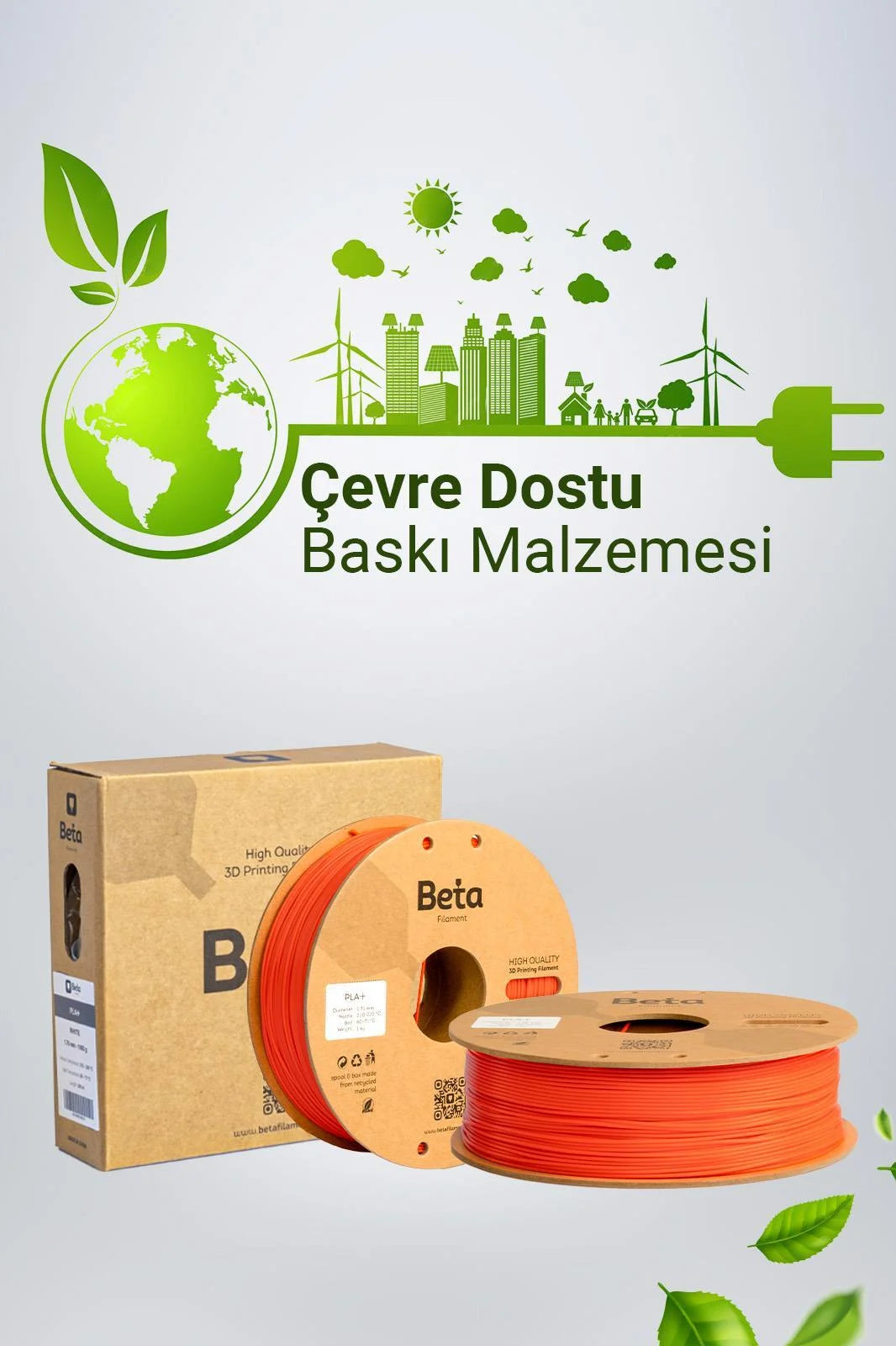 Beta PLA+ Coral Orange çevre dostu filament, 3D yazıcı makarası ve koruyucu kutu tasarımıyla birlikte sunulur. Timuzon güvencesiyle hemen keşfedin.