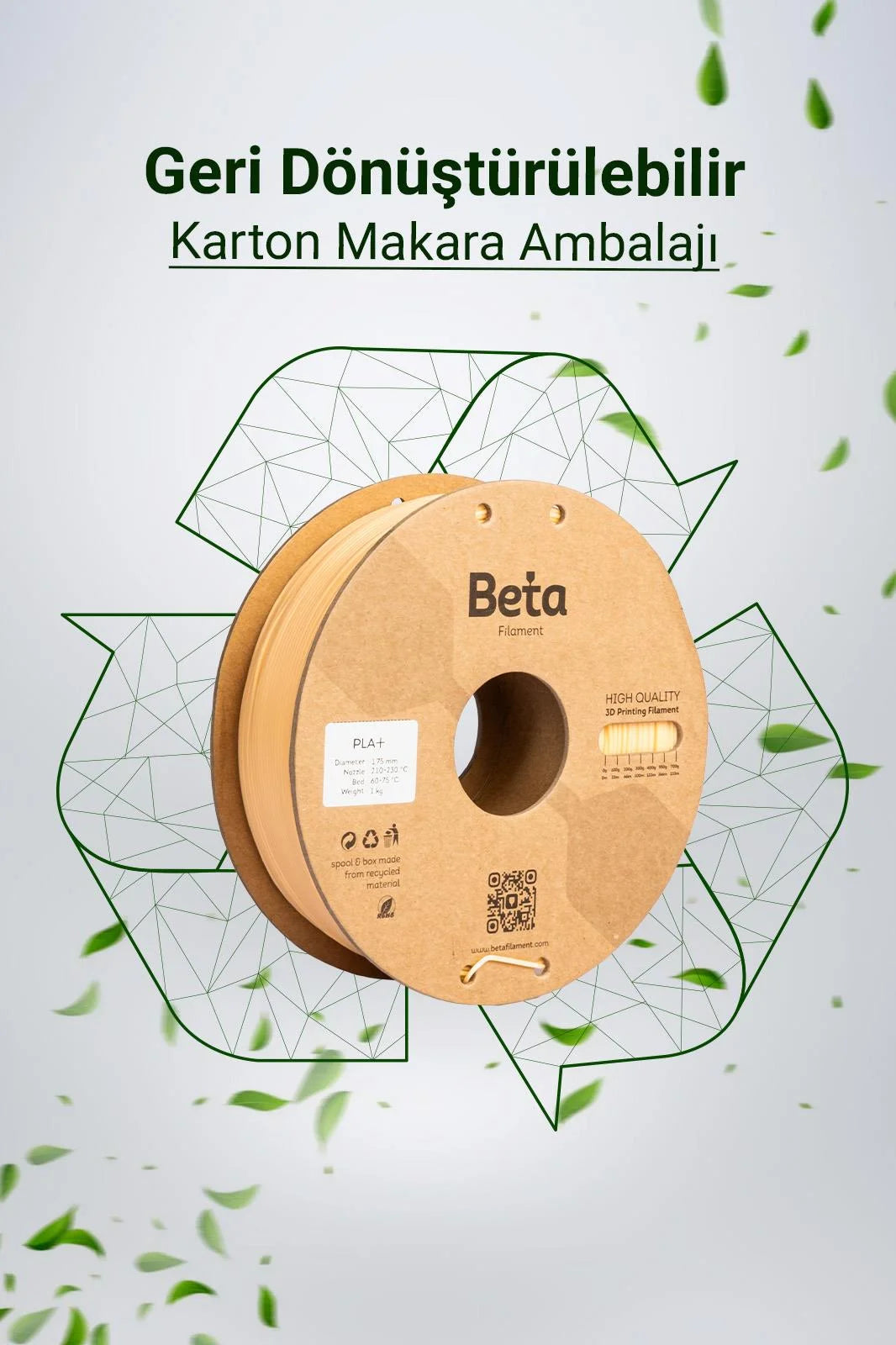 Beta PLA+ Cream geri dönüştürülebilir karton makaralı çevre dostu filament, doğa dostu bir üretim sunar. Timuzon güvencesiyle hemen keşfedin.