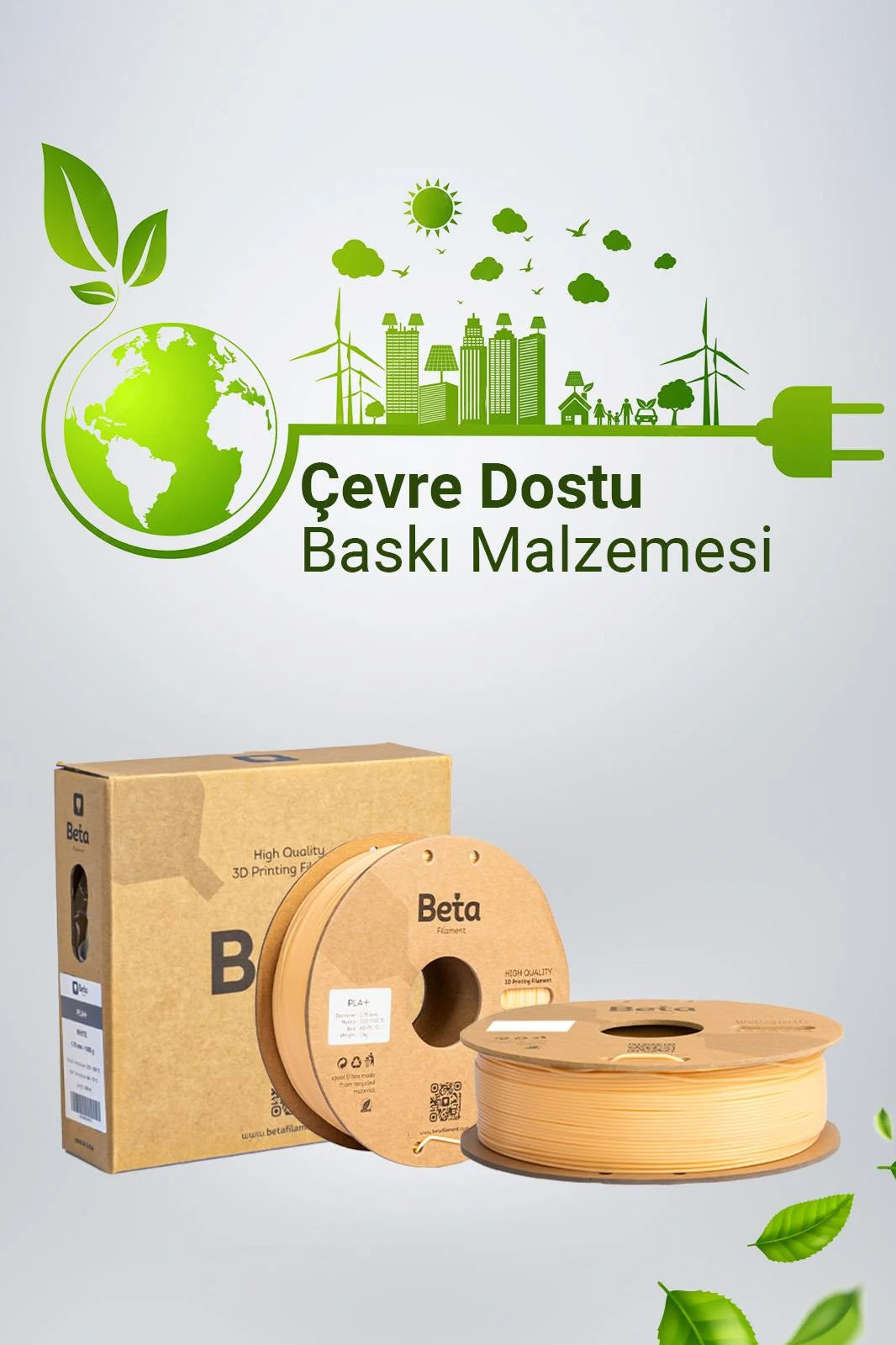 Beta PLA+ Cream çevre dostu filament, 3D yazıcı makarası ve koruyucu kutu tasarımıyla birlikte sunulur. Timuzon güvencesiyle hemen keşfedin.