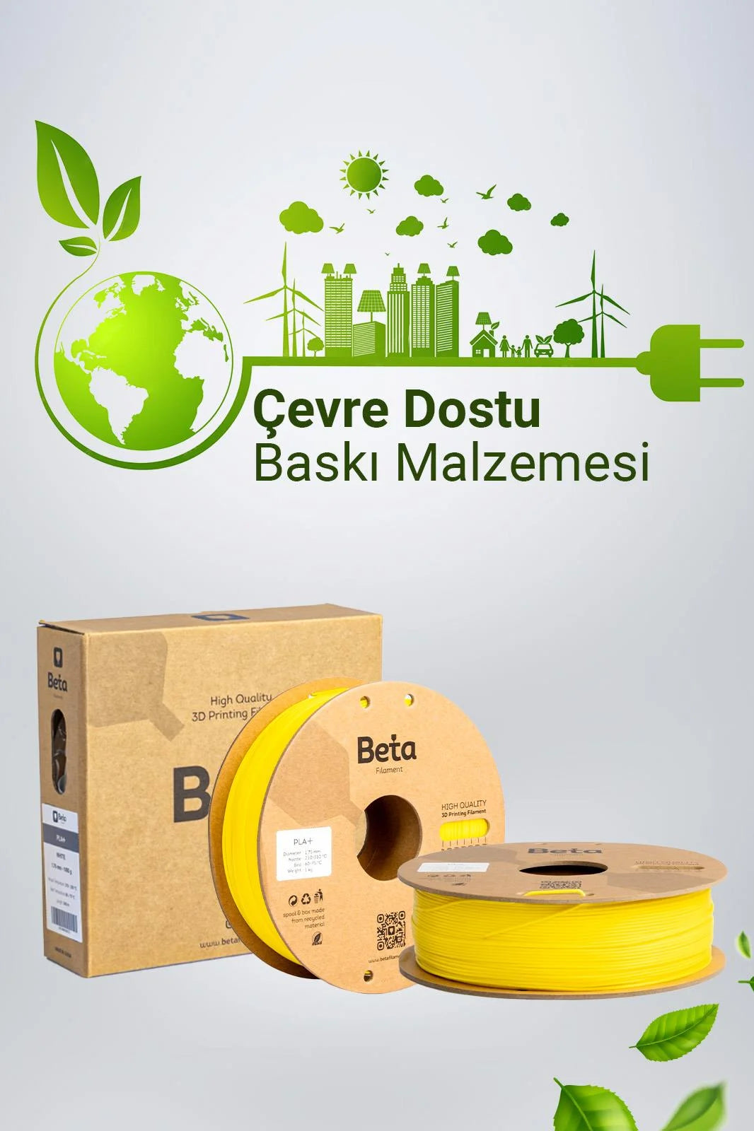 Beta PLA+ Cyber Yellow çevre dostu filament, 3D yazıcı makarası ve koruyucu kutu tasarımıyla birlikte sunulur. Timuzon güvencesiyle hemen keşfedin.