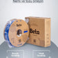 Beta PLA+ Deep Blue vakumlu paket içeriği ile nozzle ve yatak sıcaklık ayarlarını gösteren bilgilendirici görsel. Timuzon güvencesiyle hemen keşfedin.