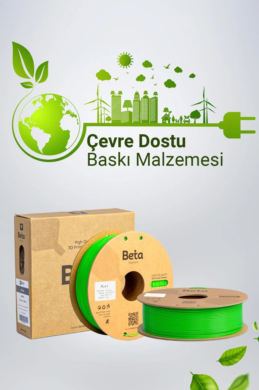 Beta PLA+ Fluorescent Green çevre dostu filament, 3D yazıcı makarası ve koruyucu kutu tasarımıyla birlikte sunulur. Timuzon güvencesiyle hemen keşfedin.