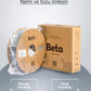 Beta PLA+ Grey vakumlu paket içeriği ile nozzle ve yatak sıcaklık ayarlarını gösteren detaylı bilgi görseli. Timuzon güvencesiyle hemen keşfedin.