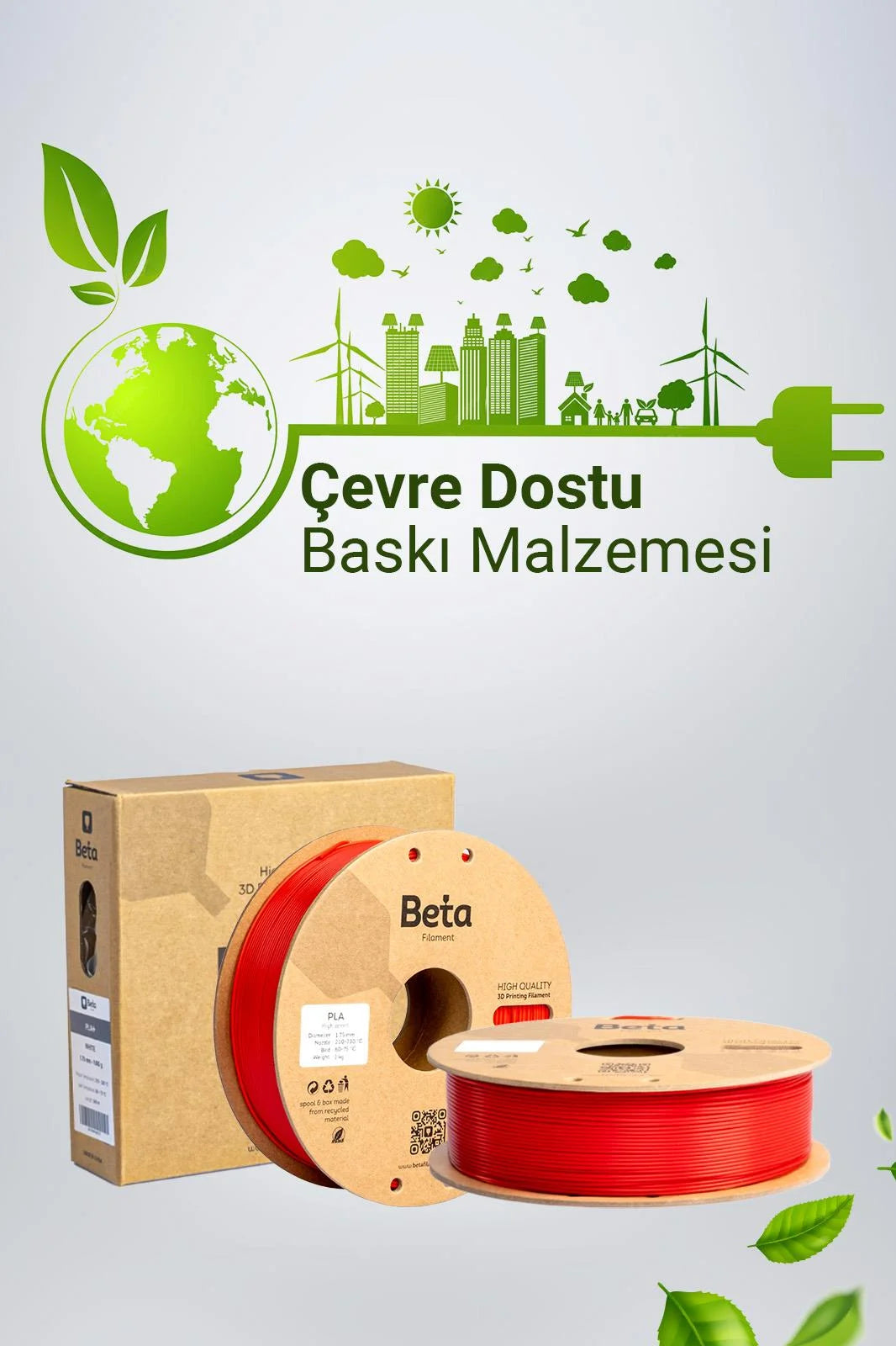 Beta PLA+ Kiss Red çevre dostu filament, 3D yazıcı makarası ve koruyucu kutu tasarımıyla birlikte sunulur. Timuzon güvencesiyle hemen keşfedin.