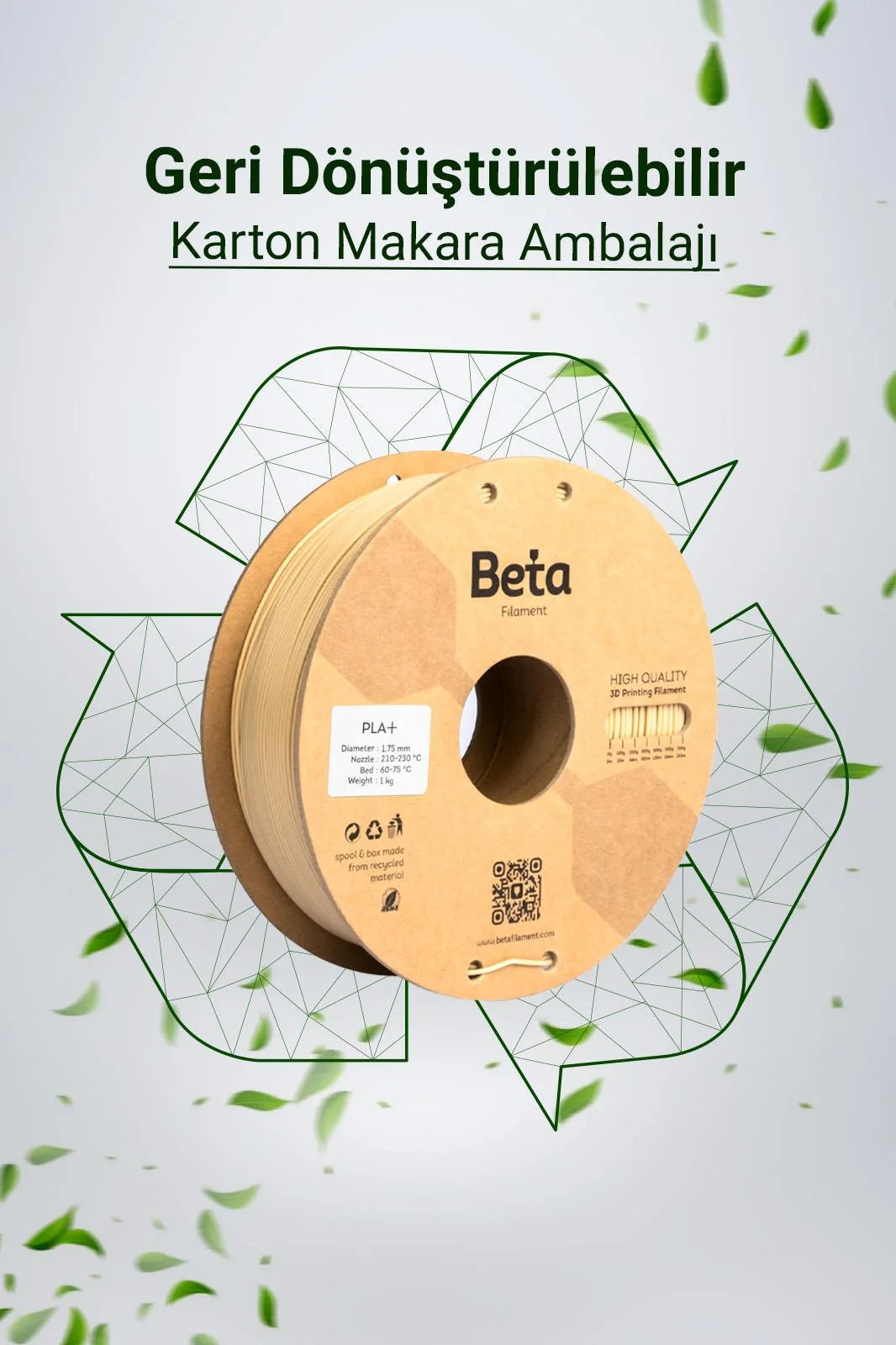 Beta PLA+ Natural Skin geri dönüştürülebilir karton makaralı çevre dostu filament, doğa dostu bir üretim sunar. Timuzon güvencesiyle hemen keşfedin.