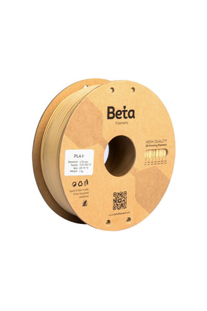 Beta PLA+ Natural Skin (ten rengi) 1kg 3D yazıcı filamenti makarası ve 1.75mm çap görünümü.