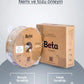 Beta PLA+ Natural Skin vakumlu paket içeriği ile nozzle ve yatak sıcaklık ayarlarını gösteren detaylı bilgi görseli. Timuzon güvencesiyle hemen keşfedin.
