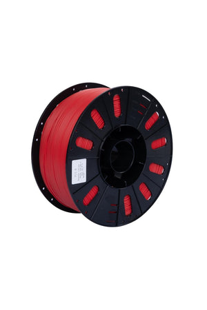Beta PLA+ Neon Red (neon kırmızı) 3kg 3D yazıcı filamenti makarası ve 1.75mm çap görünümü.