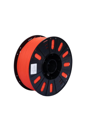 Beta PLA+ Red (kırmızı) 3kg 3D yazıcı filamenti makarası ve 1.75mm çap görünümü.