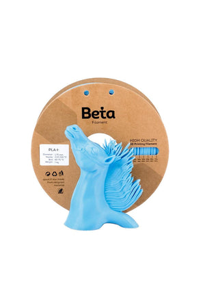 Beta PLA+ Sky Blue 1.75mm 1kg Filament ve gök mavisi at figürü 3D yazıcı baskı örneği.