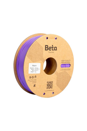 Beta PLA+ Violet Purple 1kg makarası ve 1.75mm çap görünümü malzemenin pürüzsüz yapısını ve sarımını yansıtır. Timuzon güvencesiyle hemen keşfedin.