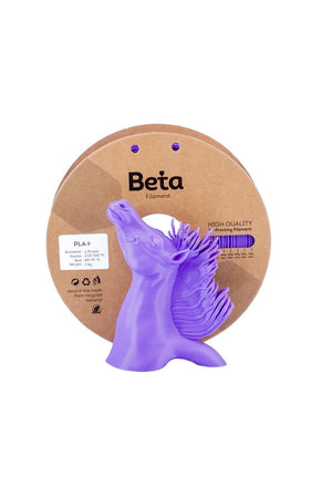 Beta PLA+ Violet Purple 1.75mm 1kg Filament ve menekşe moru at figürü 3D yazıcı baskı örneği.