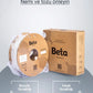 Beta PLA+ White vakumlu paket içeriği ile nozzle ve yatak sıcaklık ayarlarını gösteren detaylı bilgi görseli. Timuzon güvencesiyle hemen keşfedin.