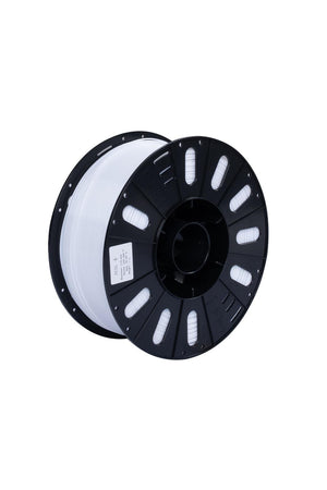 Beta PLA+ White (beyaz) 3kg 3D yazıcı filamenti makarası ve 1.75mm çap görünümü.