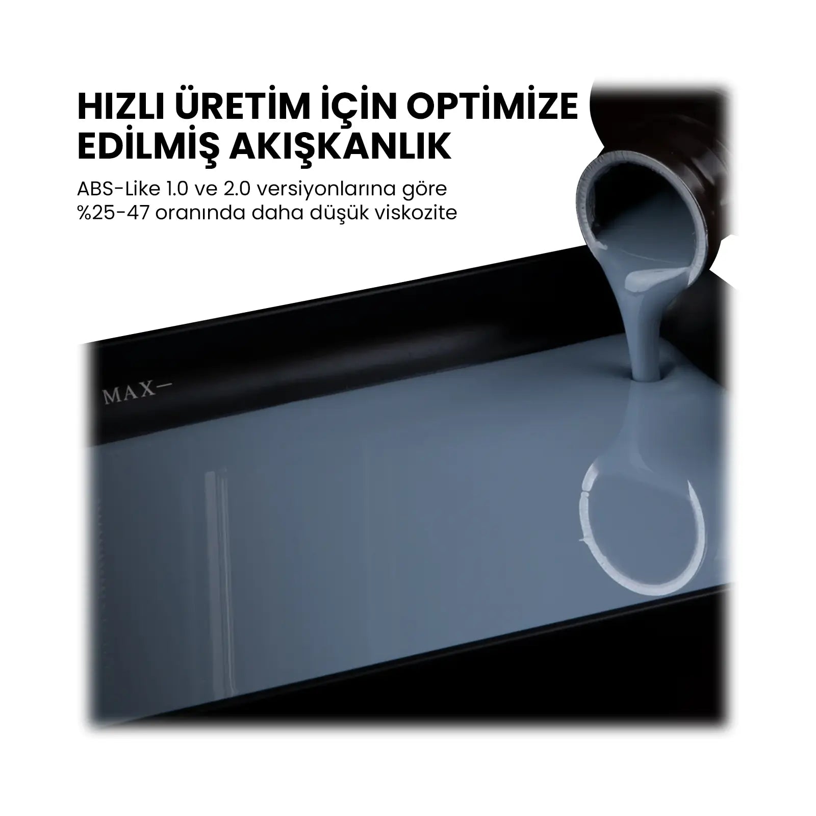 Elegoo ABS Like Fotopolimer Reçine  v3-0 döküm anı; düşük viskozite ve geliştirilmiş 3D yazıcı baskı performansı örneği.
