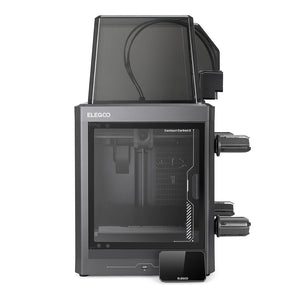 ELEGOO Centauri Carbon 2 Combo 3D yazıcı, kapalı kasa tasarımı ve sağdaki çoklu filament tutucu sistemine sahiptir. Timuzon güvencesiyle hemen keşfedin.