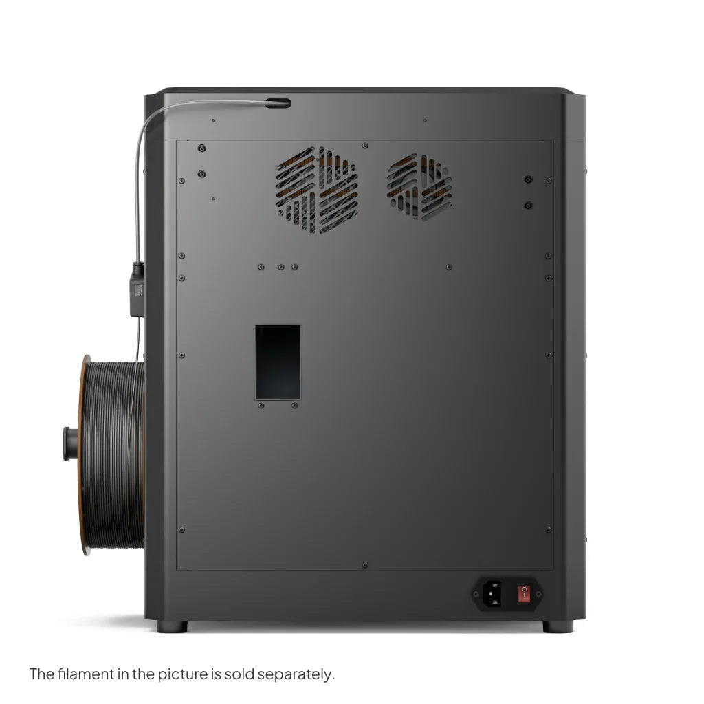 ELEGOO Centauri Carbon 3D yazıcının fan çıkışları ve güç girişini içeren arka görünümü. Timuzon güvencesiyle hemen keşfedin.
