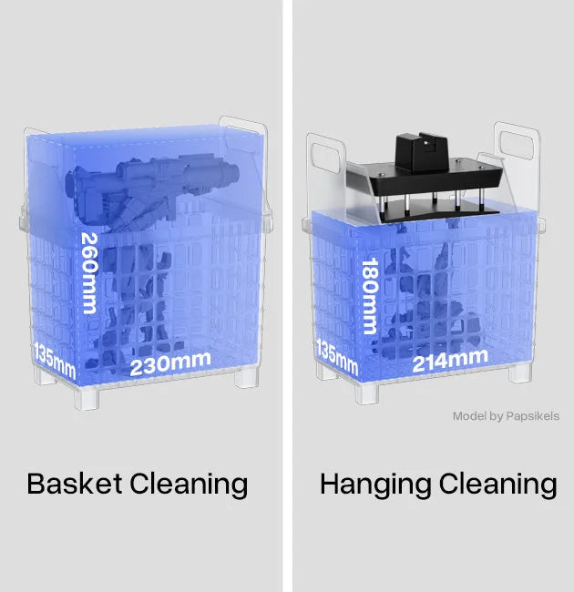 ELEGOO Mercury Plus V3.0, sepetli ve askılı yıkama modları ile reçine baskıları esnek şekilde temizler. Timuzon güvencesiyle hemen keşfedin.