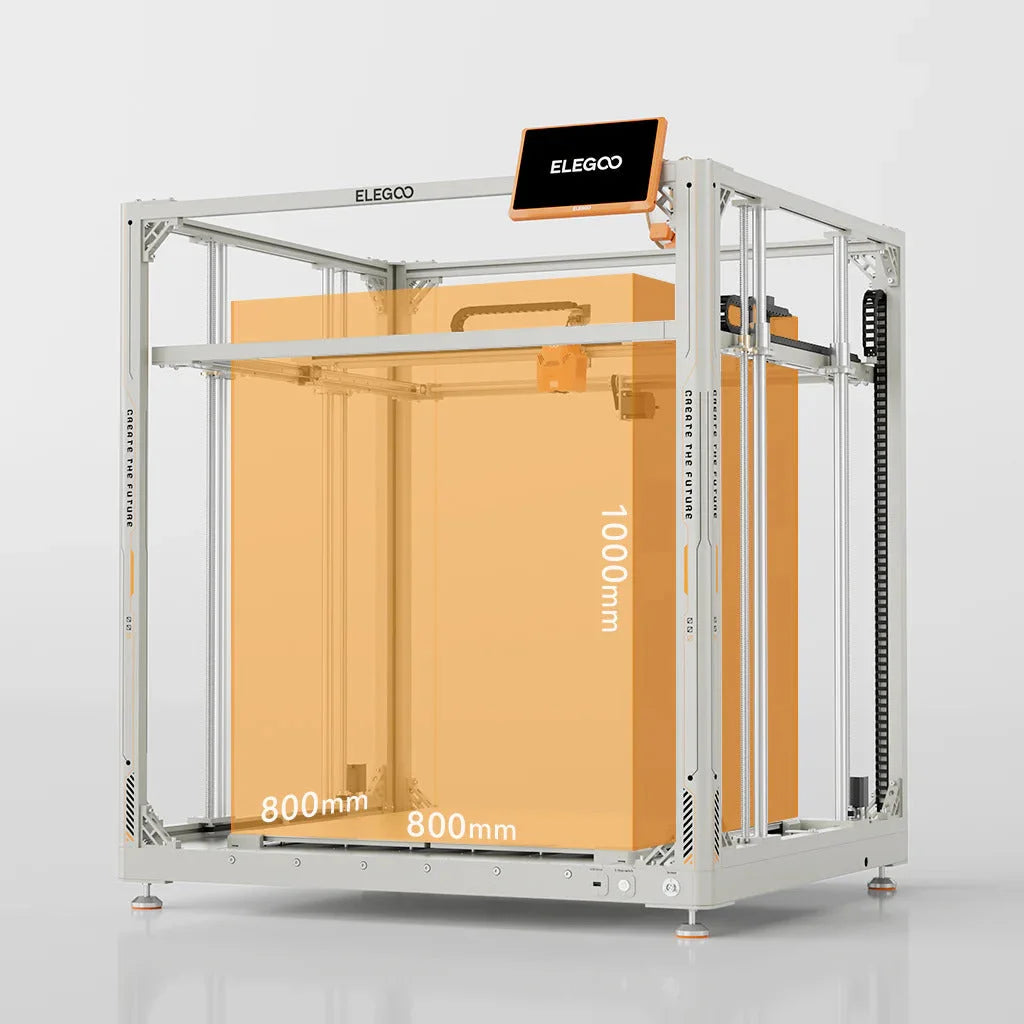 ELEGOO OrangeStorm Giga 3D yazıcı, 800x800x1000 mm dev baskı hacmi ile büyük ölçekli üretim imkanı sunar. Timuzon güvencesiyle hemen keşfedin.