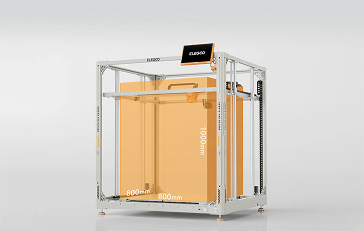 ELEGOO OrangeStorm Giga 3D Yazıcı, 800 × 800 × 1000 mm dev baskı hacmi ile büyük ölçekli üretim sağlar. Timuzon güvencesiyle hemen keşfedin.
