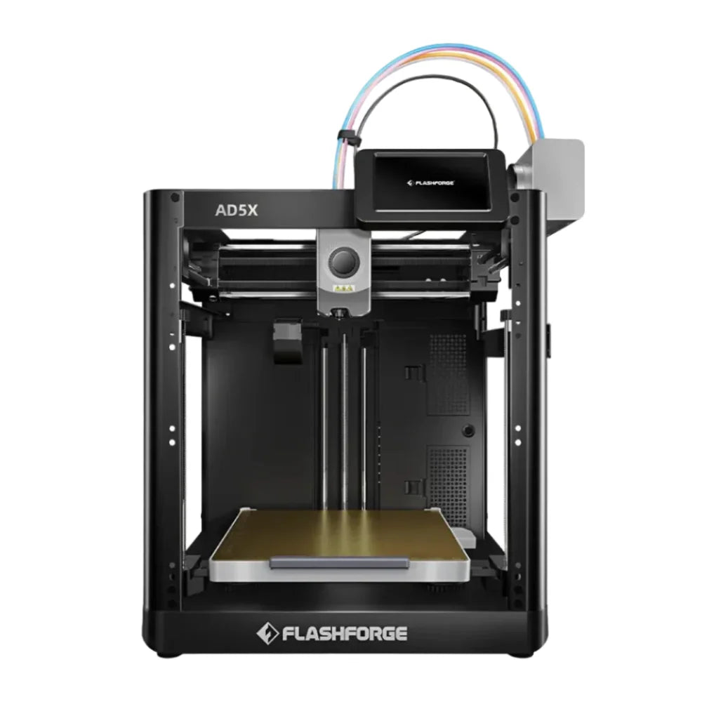 Flashforge Adventurer 5X ön görünümü, geniş baskı alanı ve stabil mekanik yapısıyla güvenilir üretim sunar. Timuzon güvencesiyle hemen keşfedin.